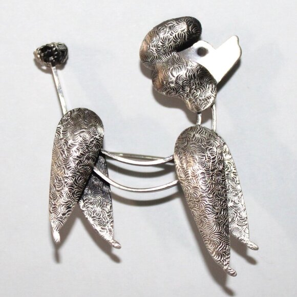 Vintage 1960s Modernist Beau Sterling Silver Poodle Brooch Pin - Picture 1 of 5
